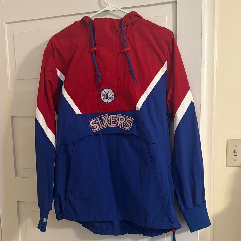 Unisex Vintage Red and Blue Sixers Windbreaker Jacket